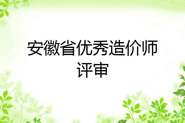 安徽省优秀造价师评审