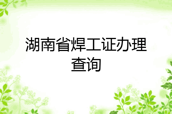 湖南省焊工证办理查询