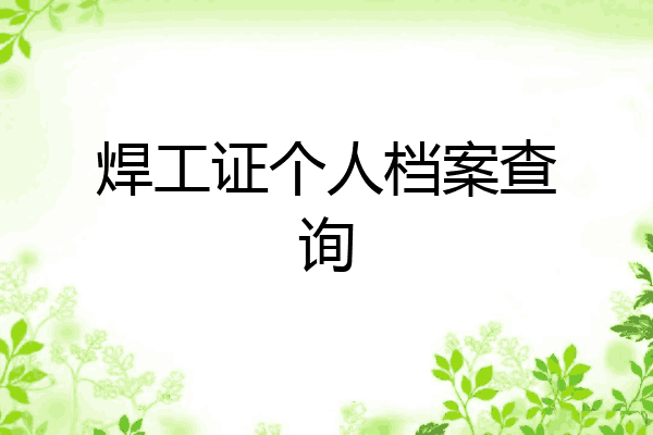 焊工证个人档案查询