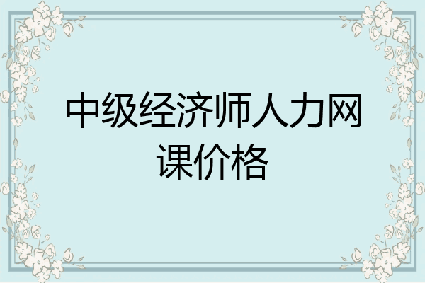 中级经济师人力网课价格