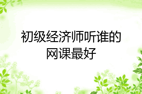 初级经济师听谁的网课最好