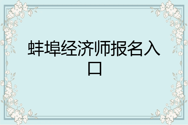 蚌埠经济师报名入口