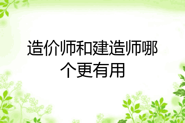 造价师和建造师哪个更有用