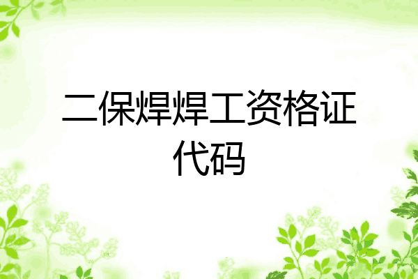 二保焊焊工资格证代码