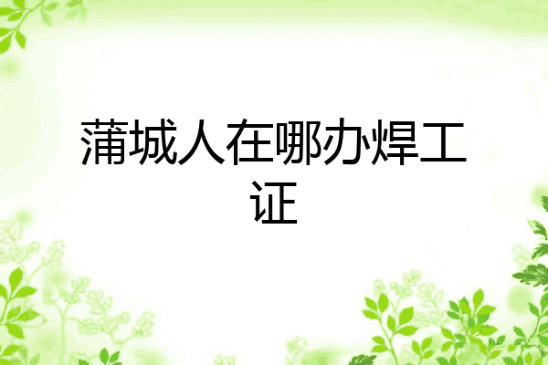 蒲城人在哪办焊工证