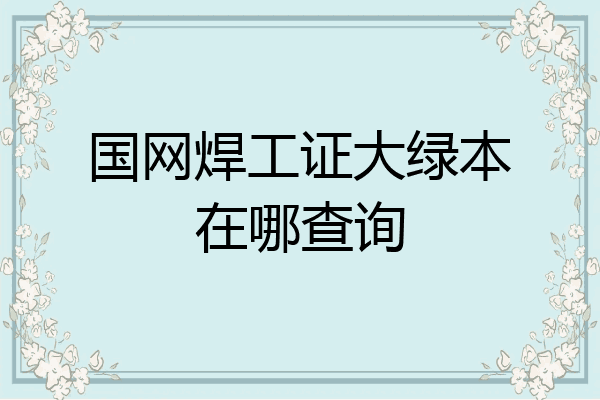 国网焊工证大绿本在哪查询