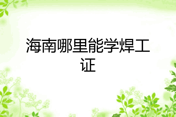 海南哪里能学焊工证