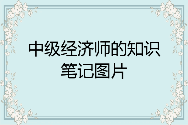 中级经济师的知识笔记图片