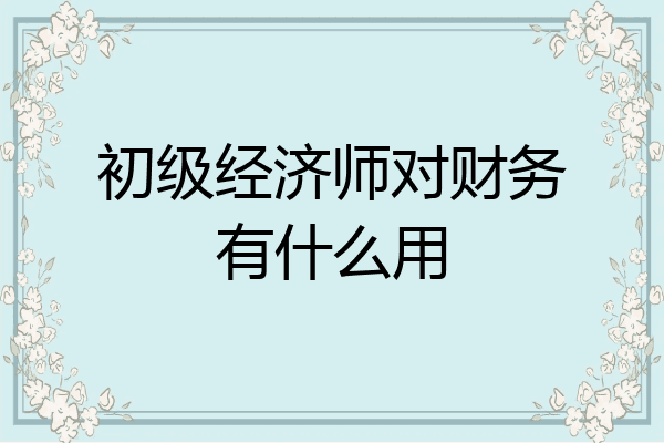 初级经济师对财务有什么用