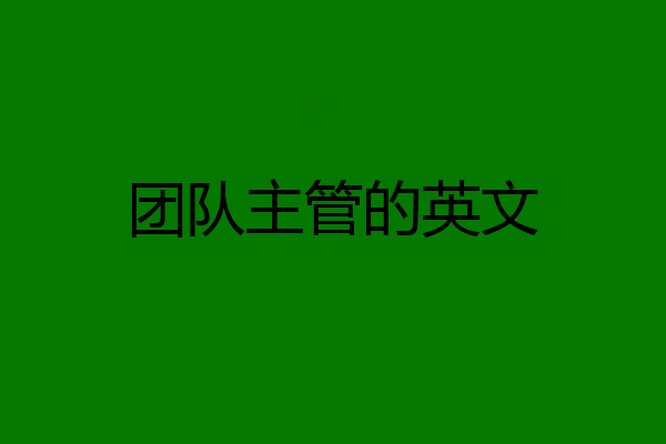 团队主管的英文