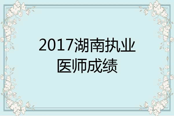 2017湖南执业医师成绩