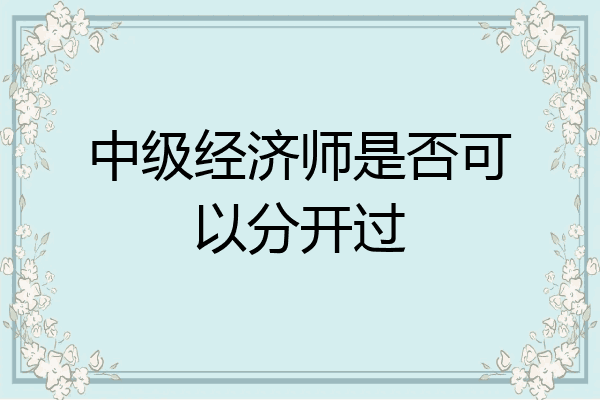 中级经济师是否可以分开过