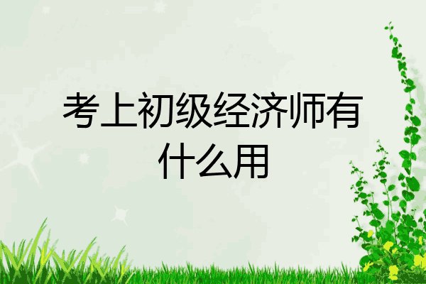 考上初级经济师有什么用