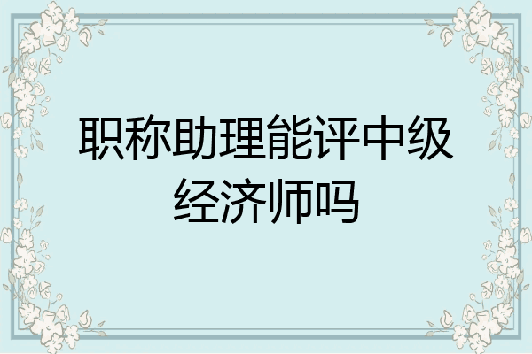 职称助理能评中级经济师吗