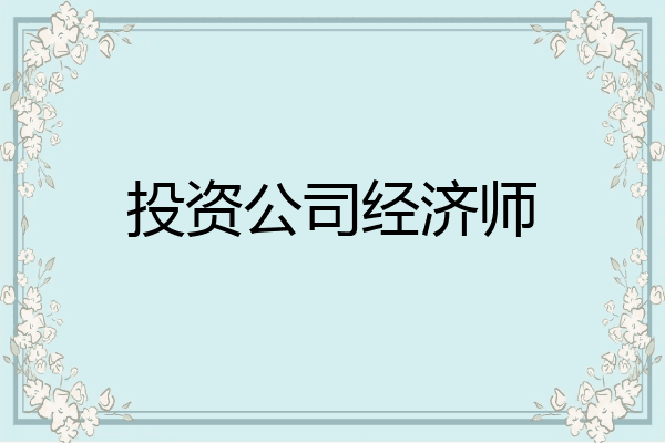 投资公司经济师