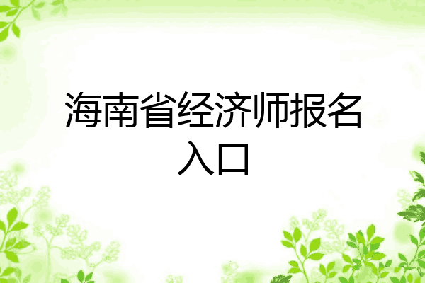 海南省经济师报名入口