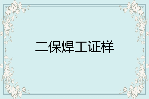 二保焊工证样