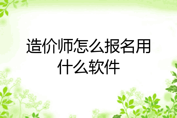 造价师怎么报名用什么软件
