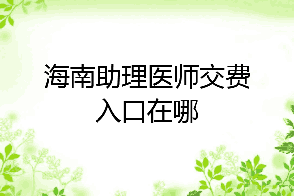 海南助理医师交费入口在哪