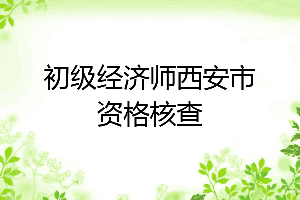 初级经济师西安市资格核查