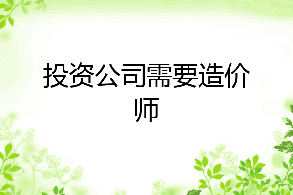 投资公司需要造价师