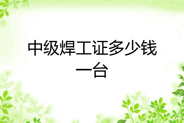 中级焊工证多少钱一台