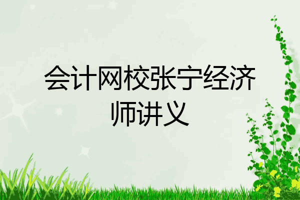 会计网校张宁经济师讲义