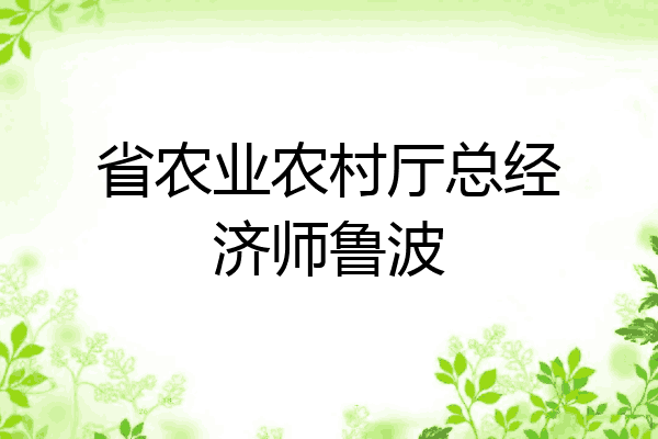 省农业农村厅总经济师鲁波
