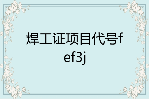 焊工证项目代号fef3j