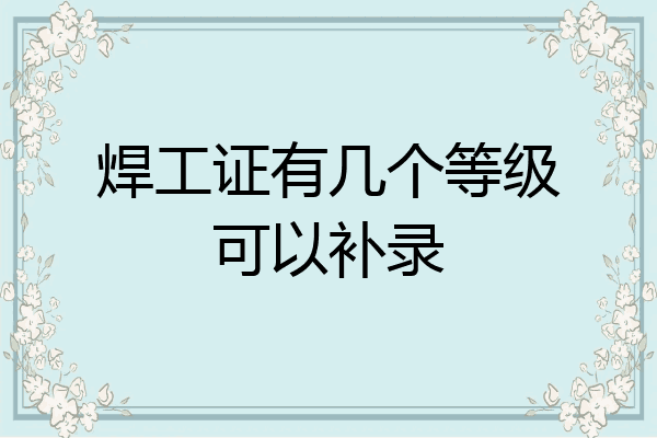 焊工证有几个等级可以补录