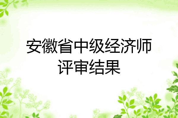 安徽省中级经济师评审结果