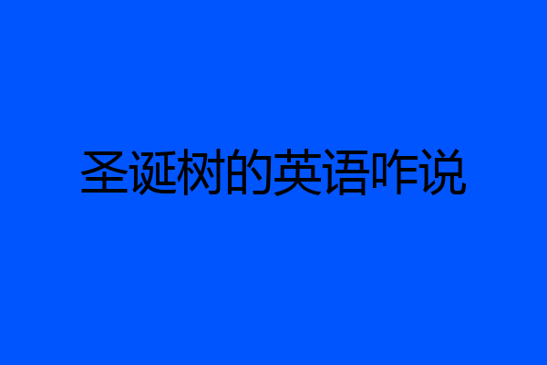 圣诞树的英语咋说