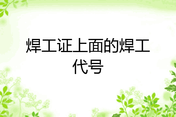 焊工证上面的焊工代号