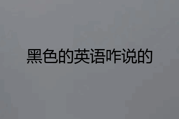 黑色的英语咋说的