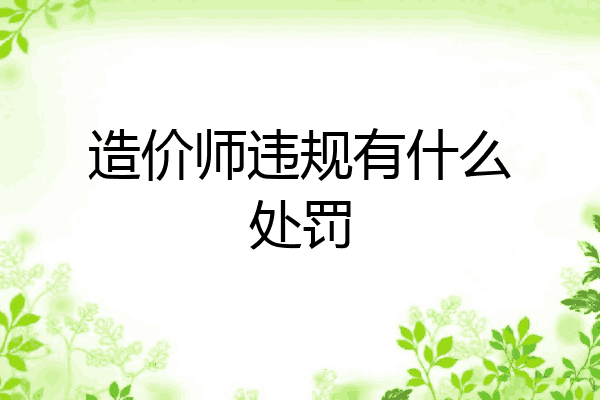 造价师违规有什么处罚