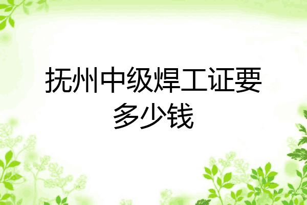 抚州中级焊工证要多少钱