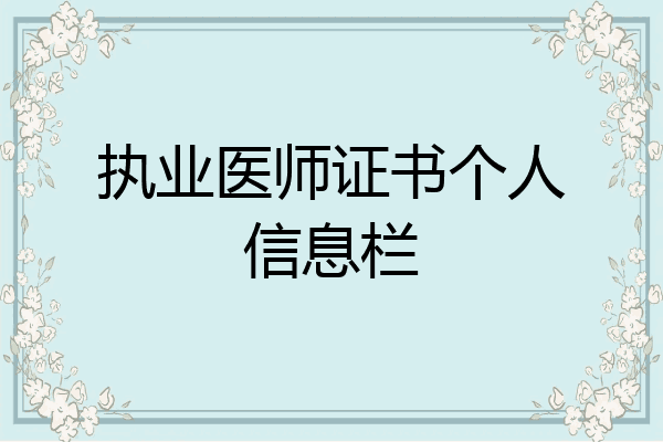 执业医师证书个人信息栏