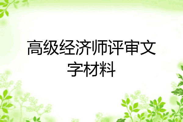 高级经济师评审文字材料