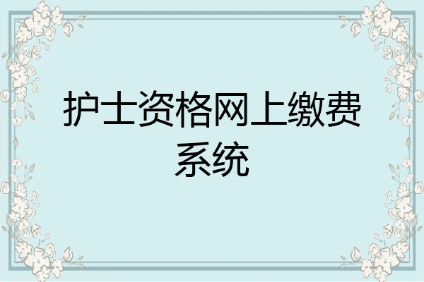 护士资格网上缴费系统