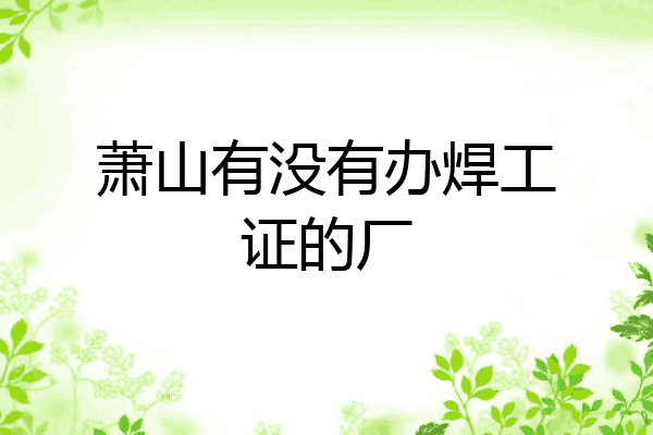 萧山有没有办焊工证的厂