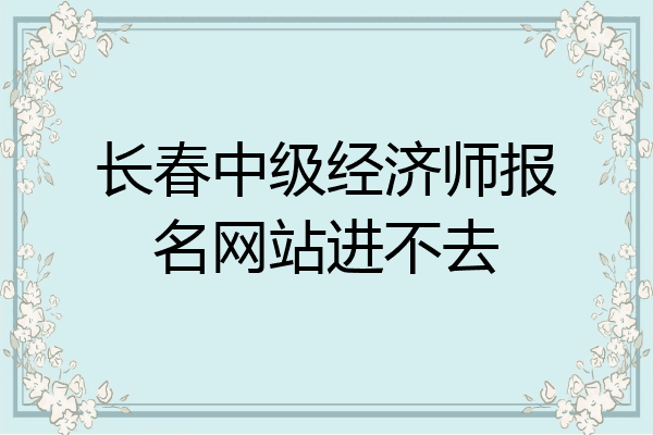 长春中级经济师报名网站进不去