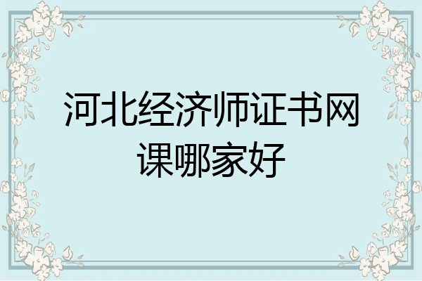 河北经济师证书网课哪家好
