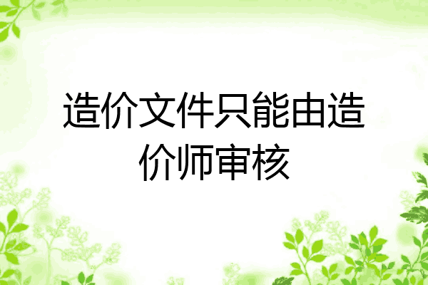造价文件只能由造价师审核