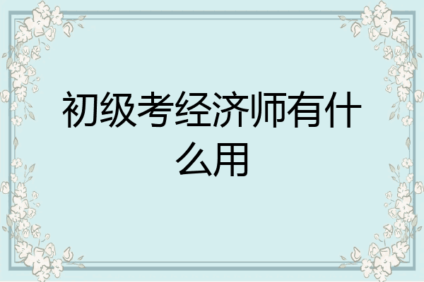 初级考经济师有什么用