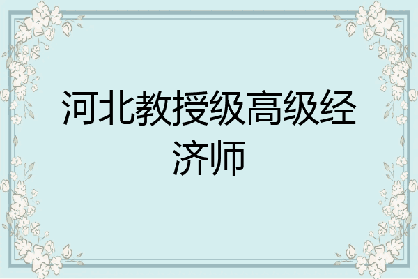 河北教授级高级经济师