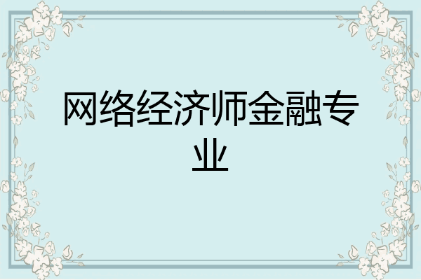网络经济师金融专业