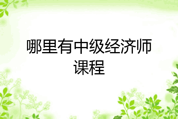 哪里有中级经济师课程