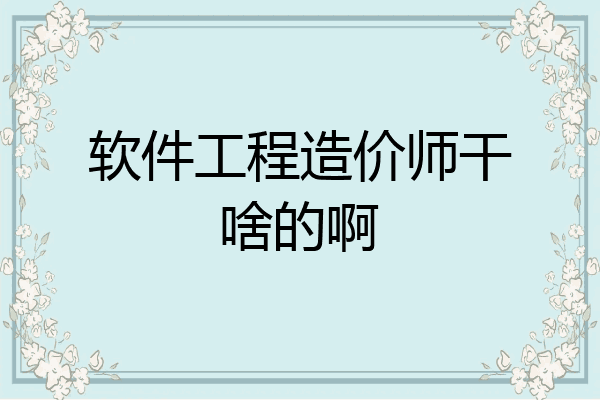 软件工程造价师干啥的啊