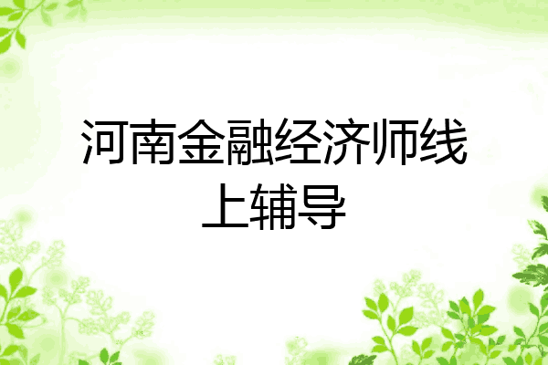 河南金融经济师线上辅导
