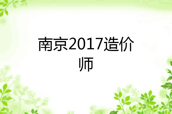 南京2017造价师